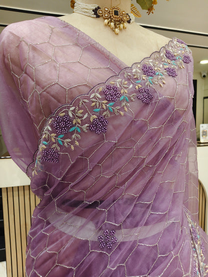 Purple Organza Saree