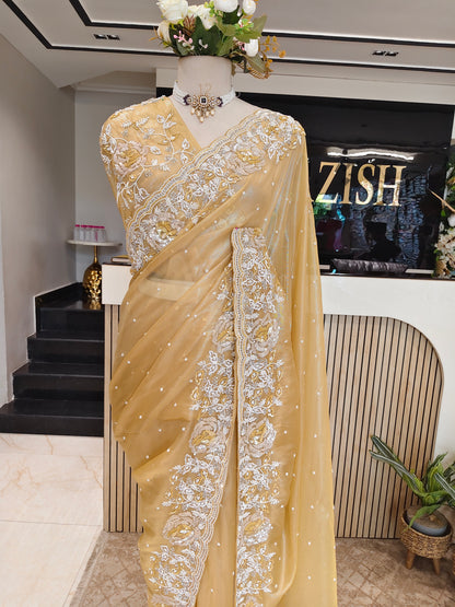 Lemon Tissue Saree