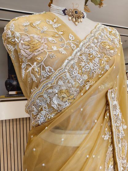 Lemon Tissue Saree