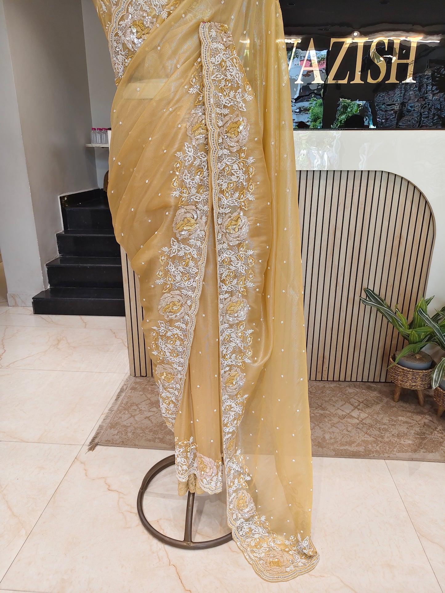 Lemon Tissue Saree