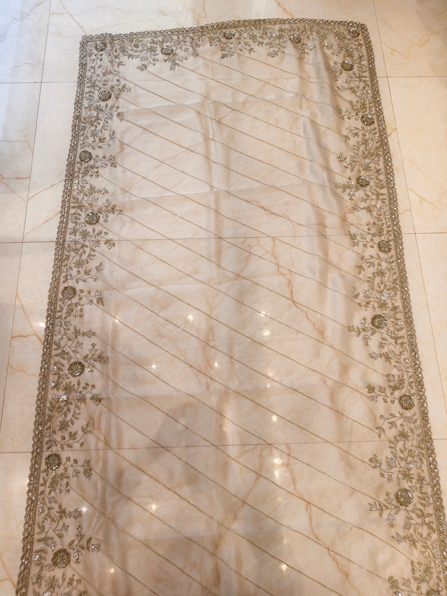 Grey Glass Tissue Saree