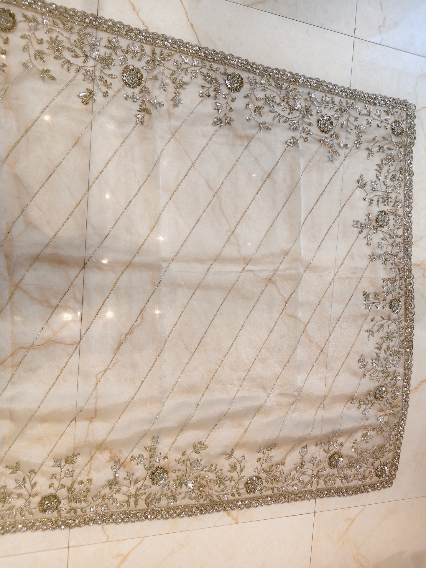 Grey Glass Tissue Saree