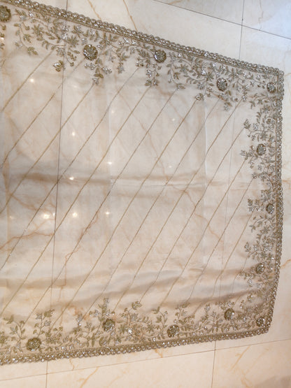 Grey Glass Tissue Saree
