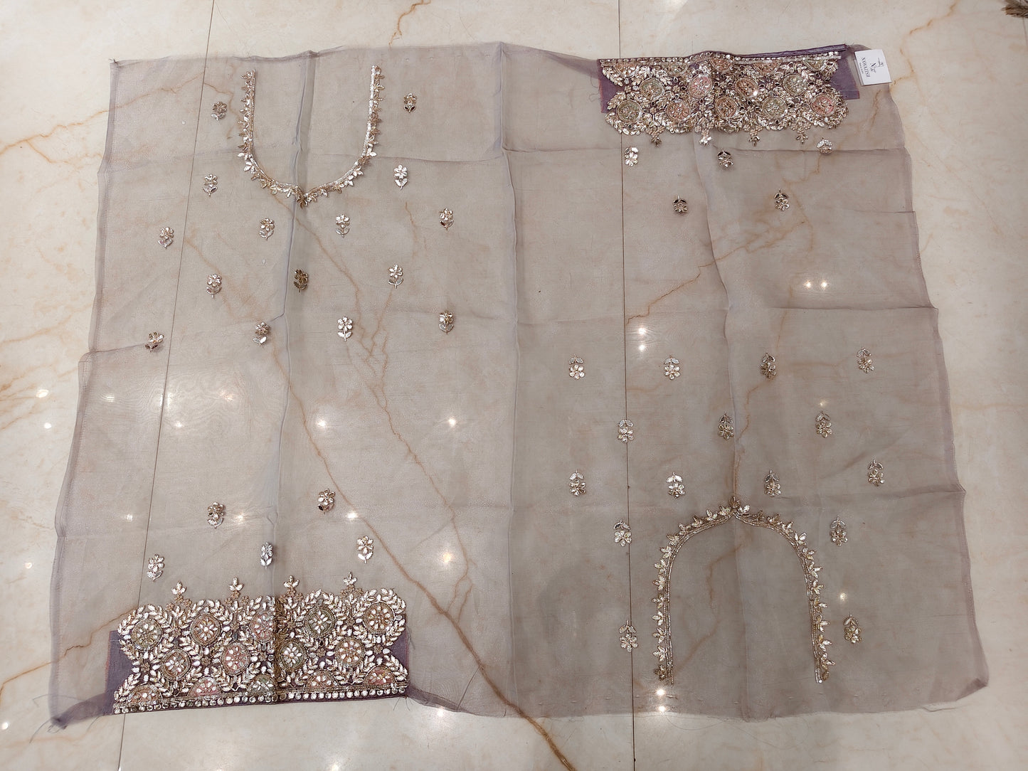 Grey Glass Tissue Saree