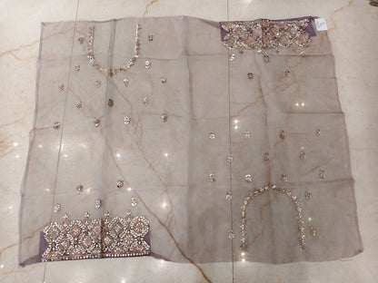 Grey Glass Tissue Saree