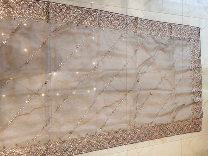 Grey Glass Tissue Saree