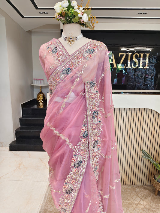 Lavender Glass Tissue Saree
