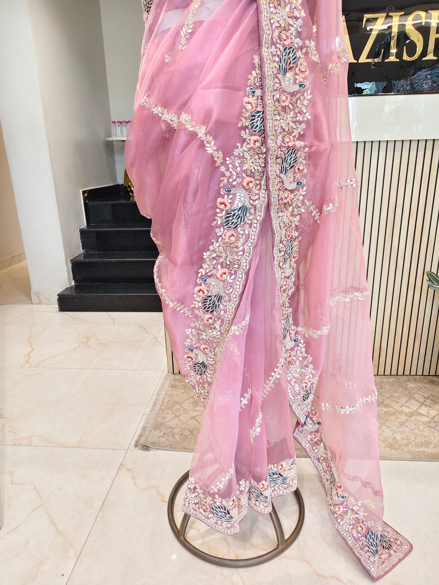 Lavender Glass Tissue Saree