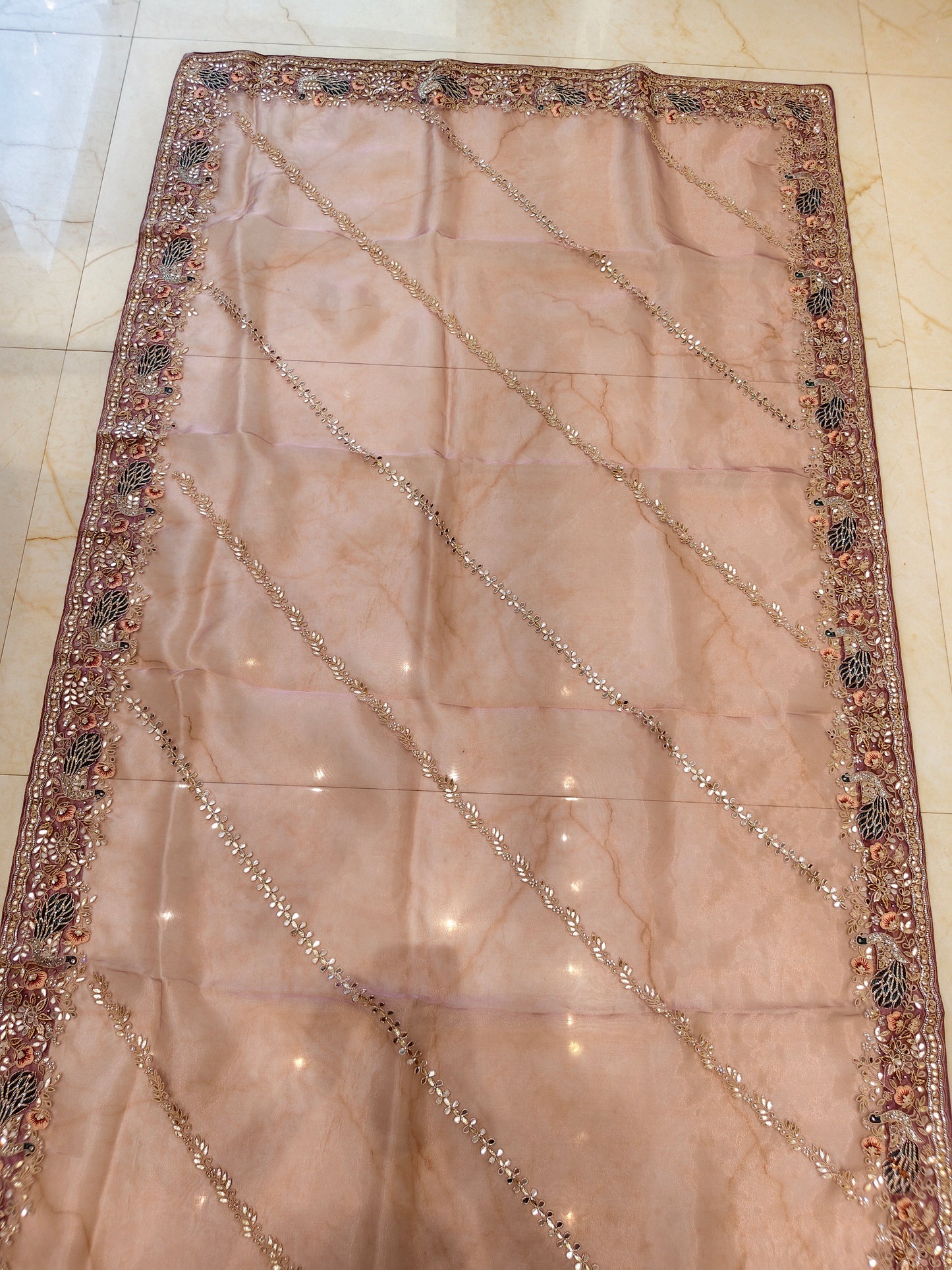 Lavender Glass Tissue Saree