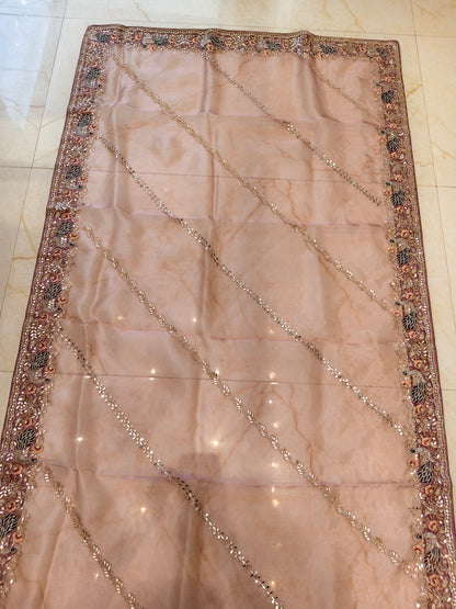 Lavender Glass Tissue Saree