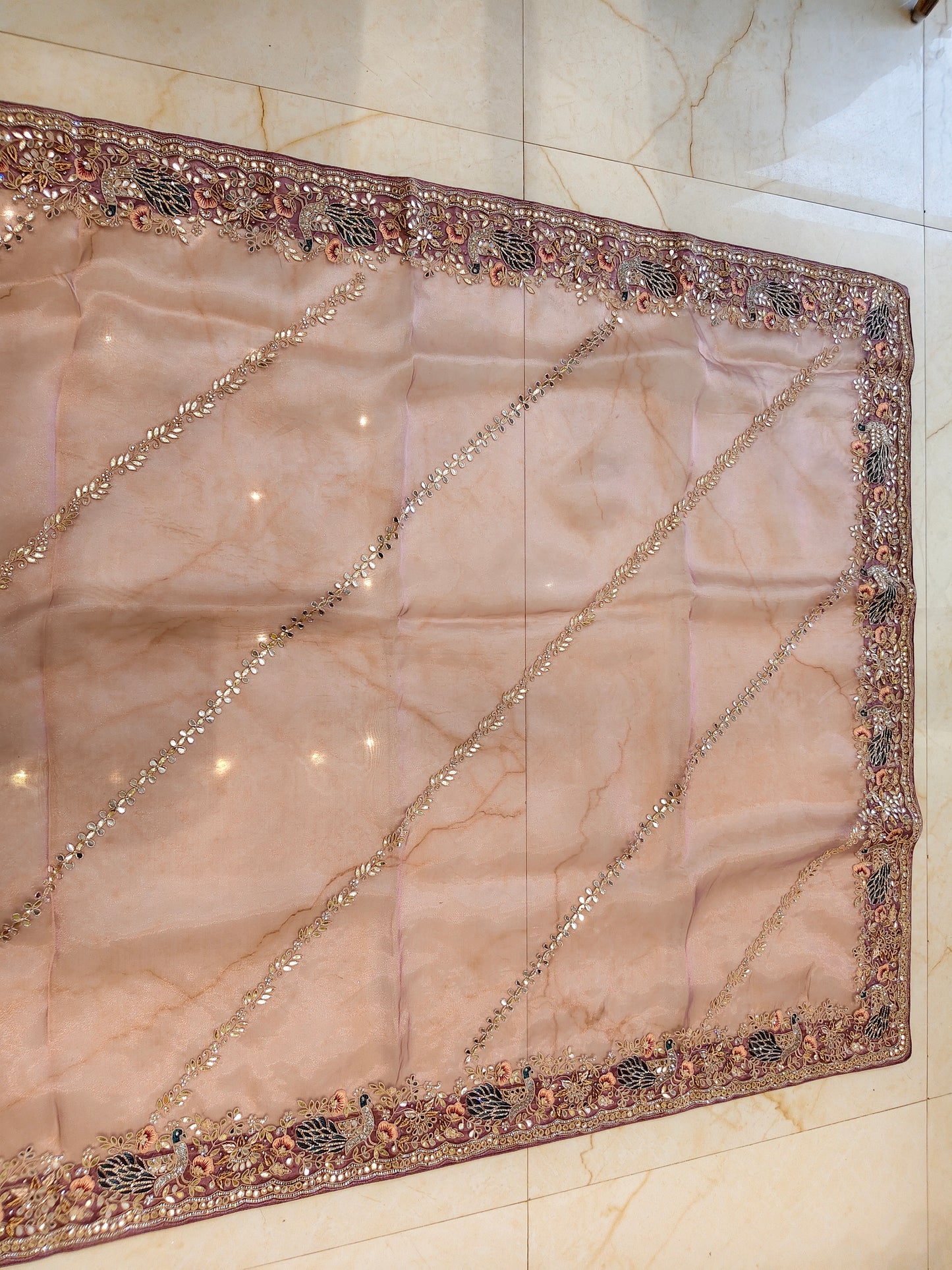 Lavender Glass Tissue Saree