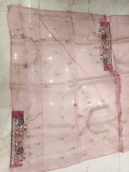 Lavender Glass Tissue Saree