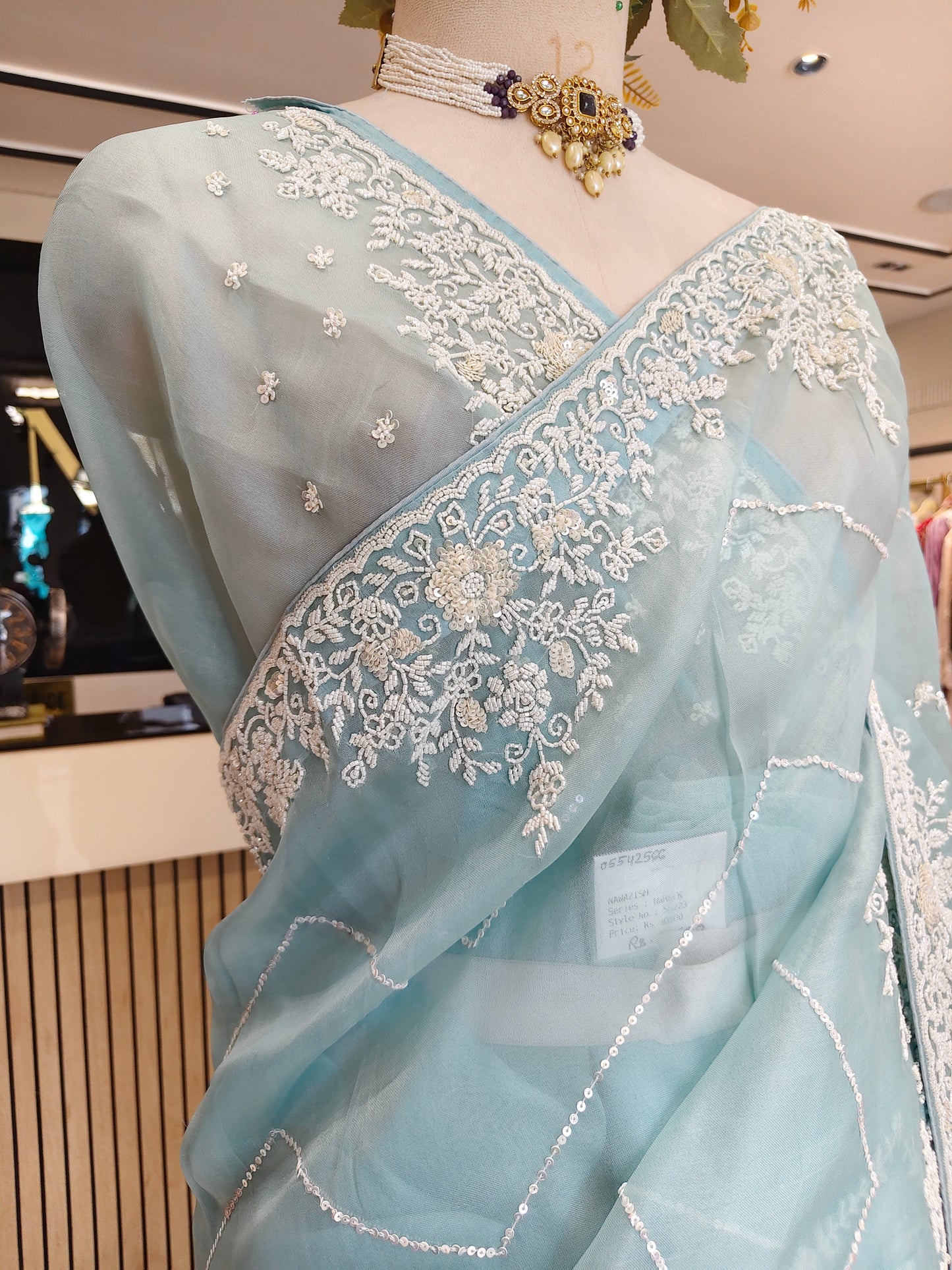 Sky Blue Organza Saree