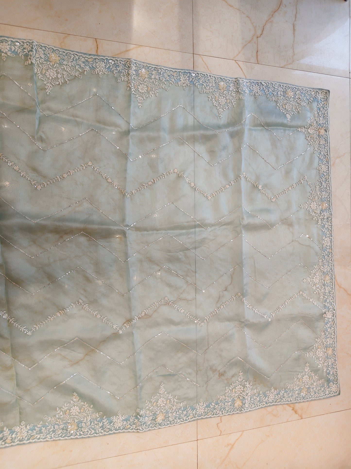Sky Blue Organza Saree
