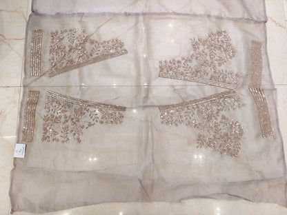 Grey Glass Tissue Saree