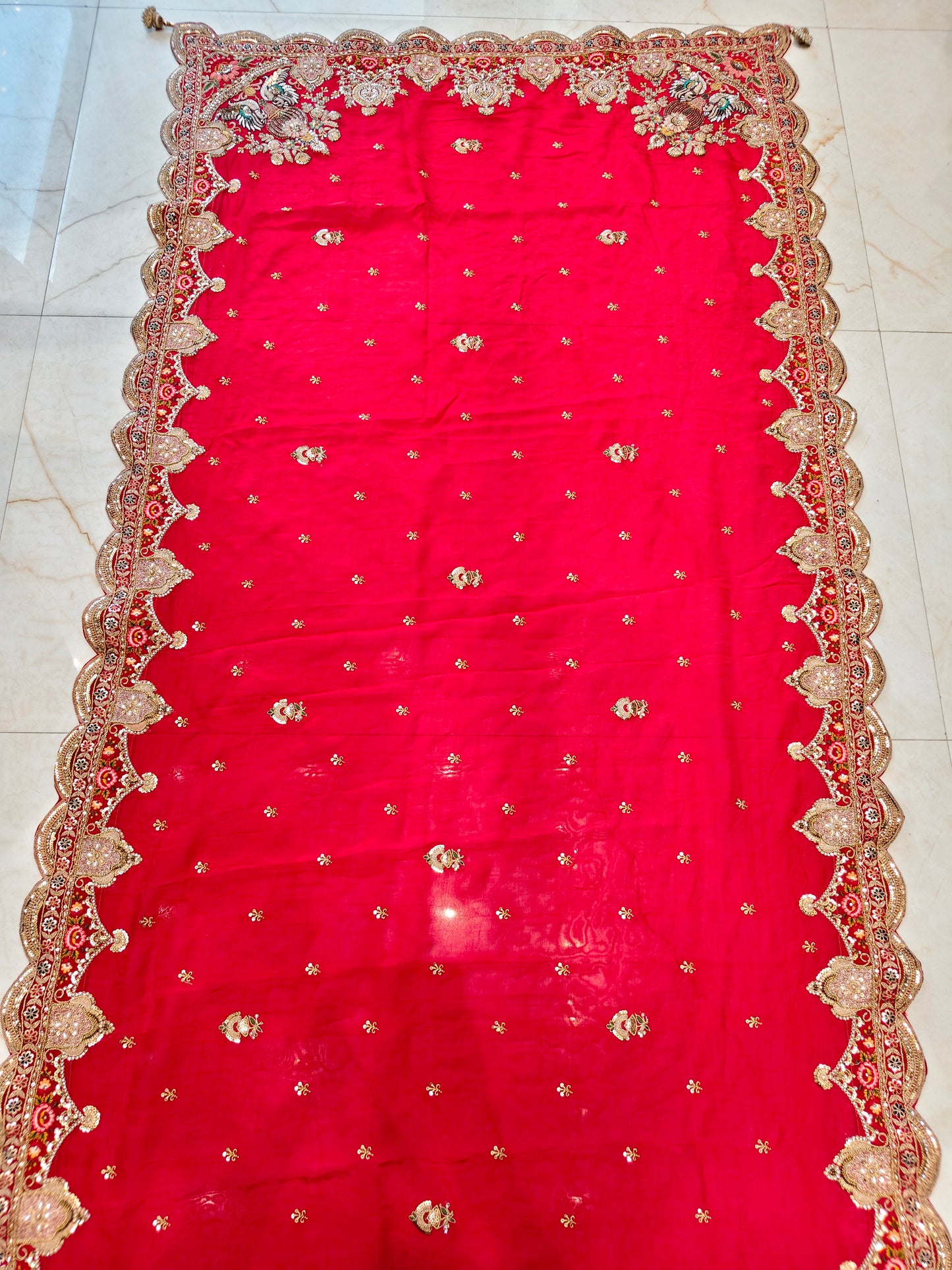 Red Crepe Saree