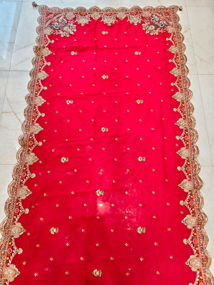 Red Crepe Saree
