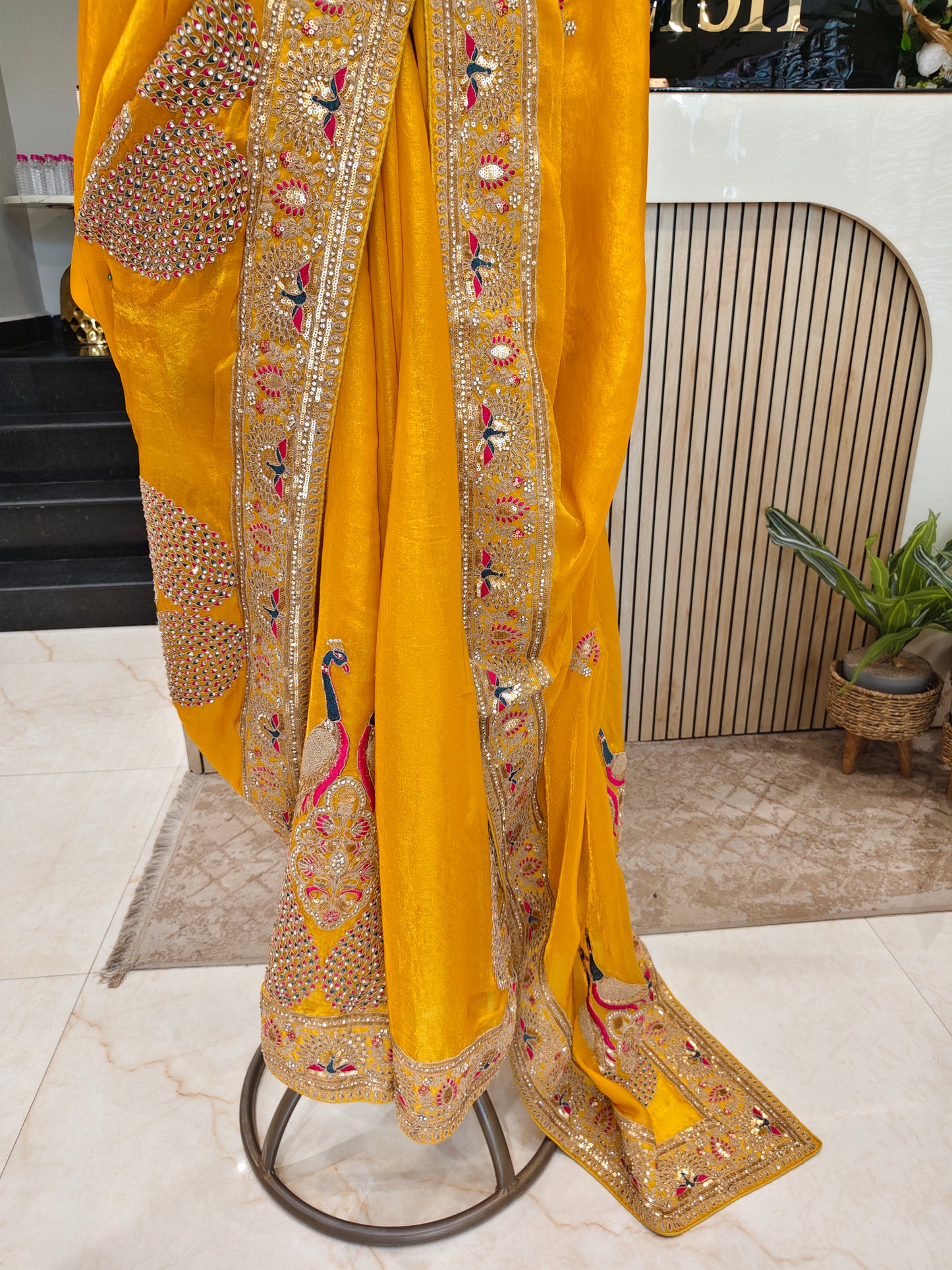 Mustard Chiffon Saree