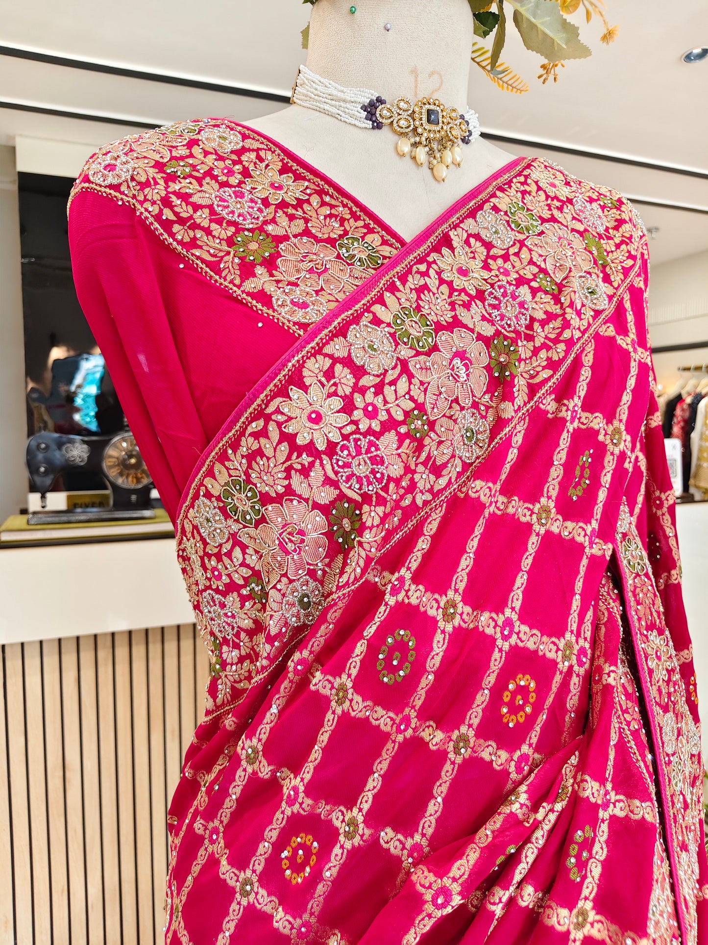 Rani Pink Georgette Saree