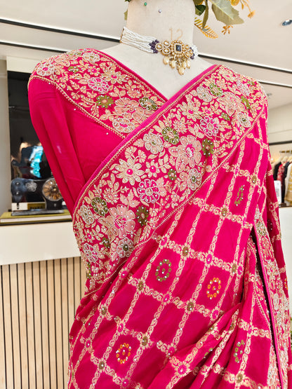 Rani Pink Georgette Saree