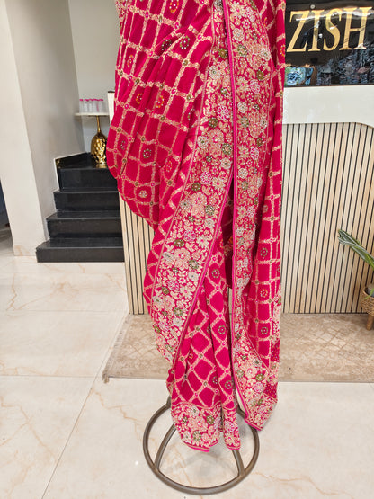Rani Pink Georgette Saree