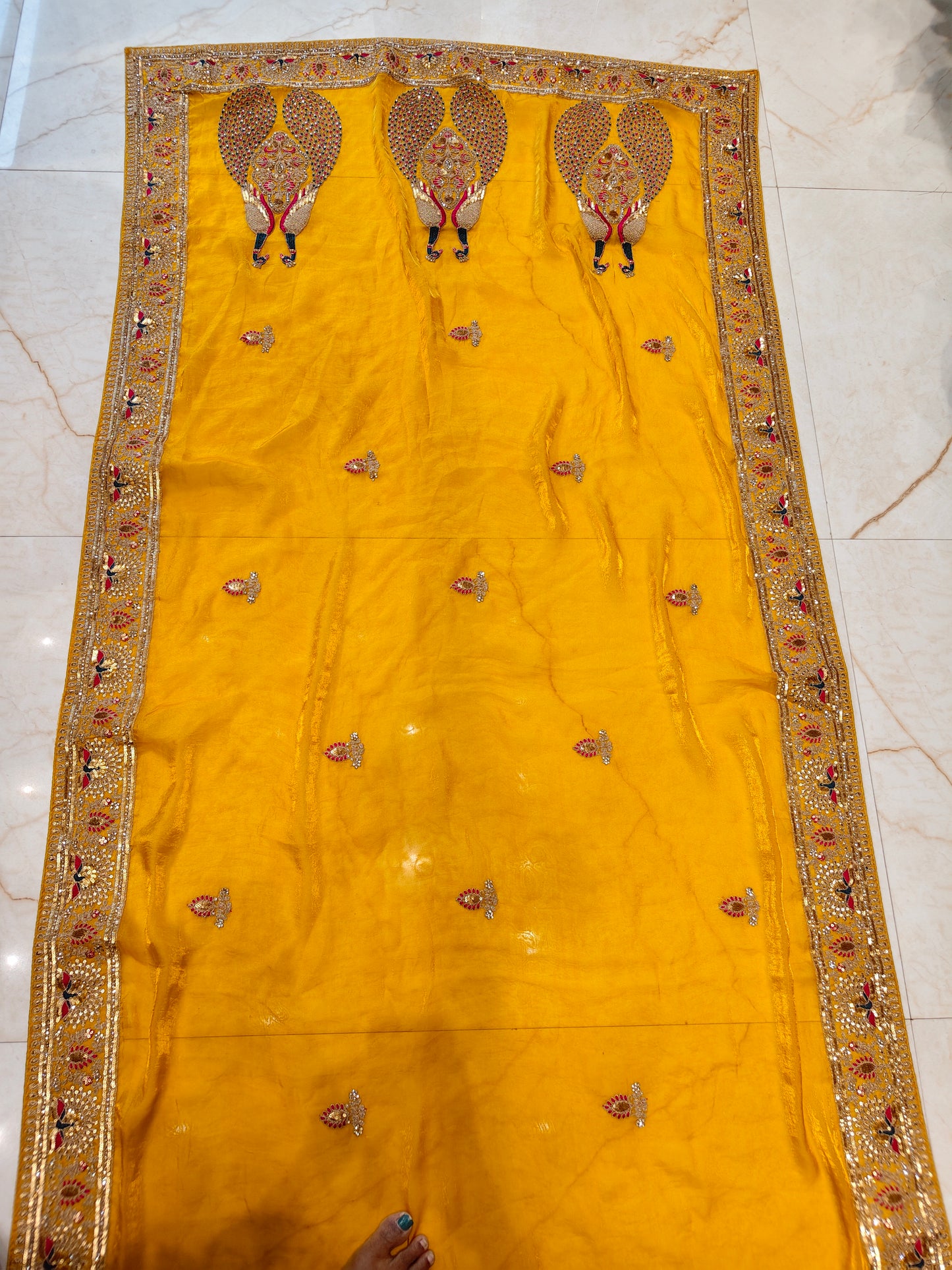 Mustard Chiffon Saree