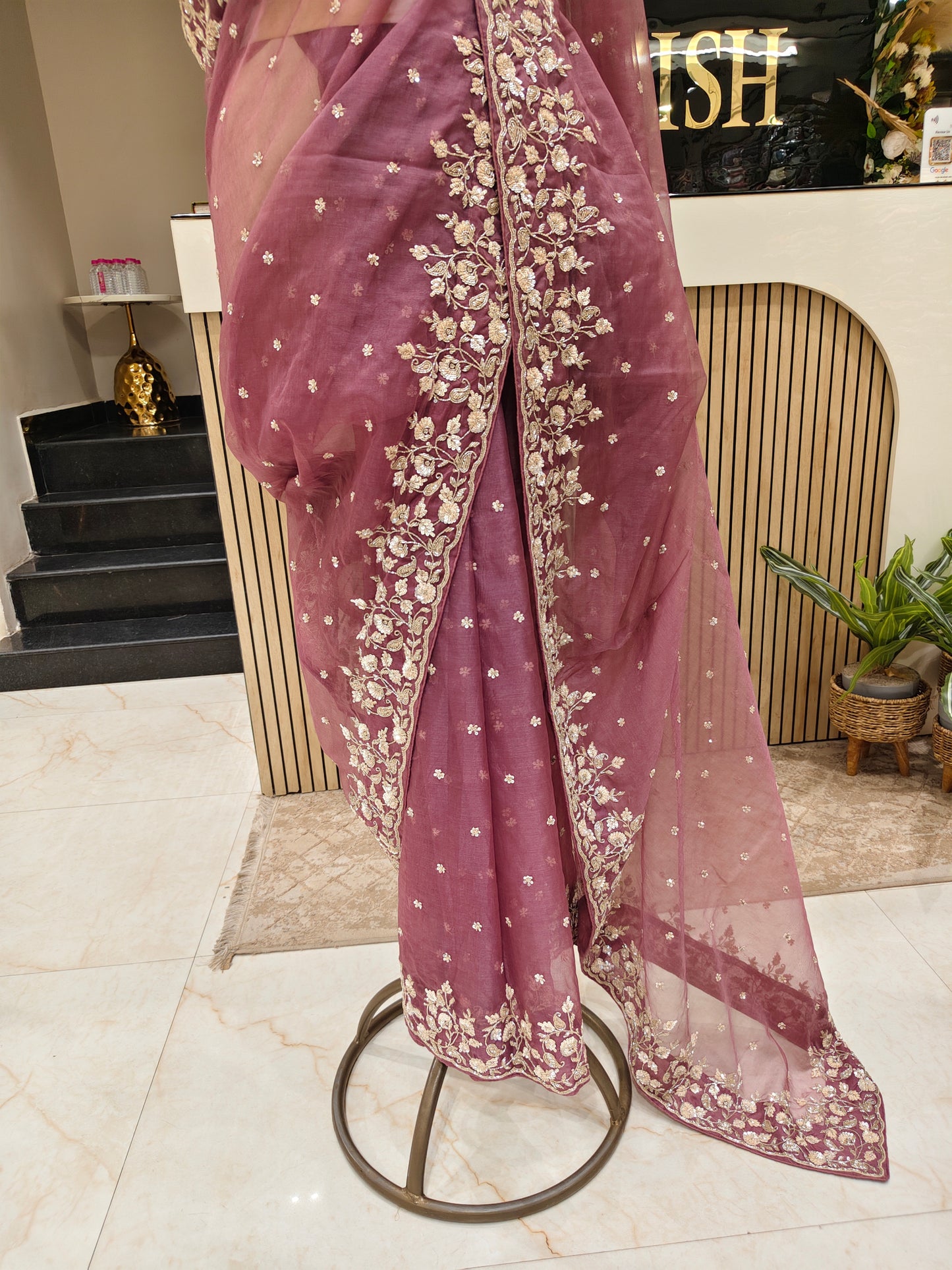 Lavender Glass Tissue Saree