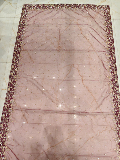 Lavender Glass Tissue Saree