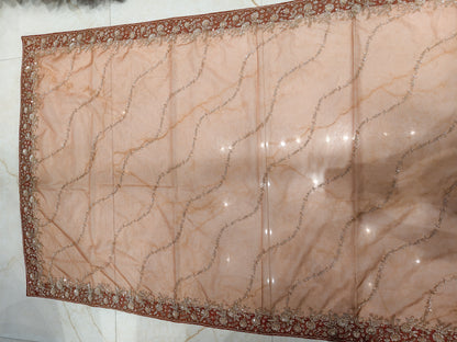 Rust Organza Saree