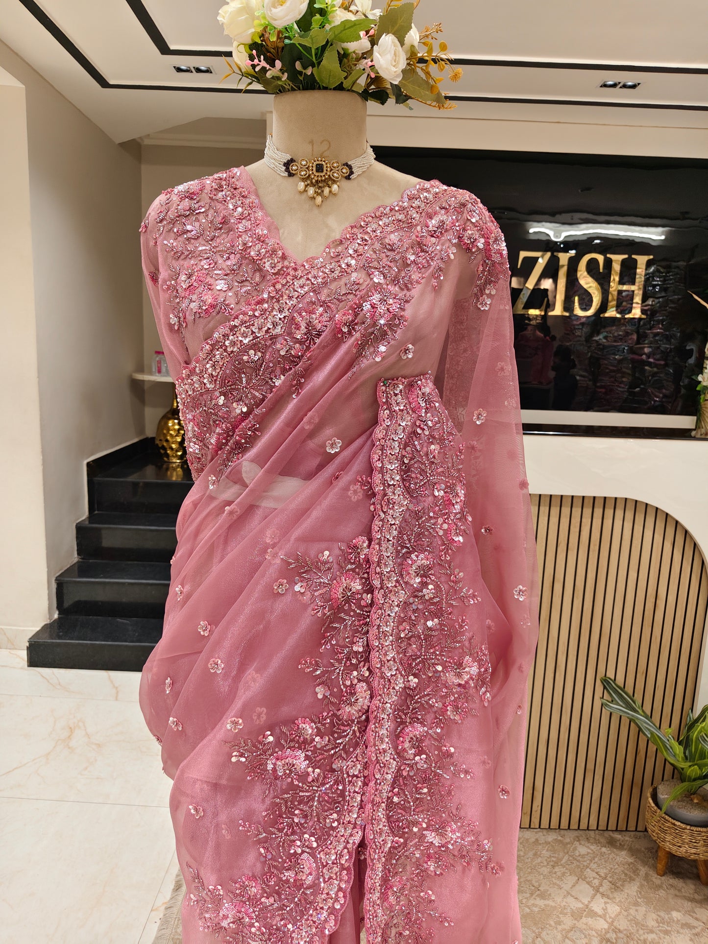 Lavender Glass Tissue Saree