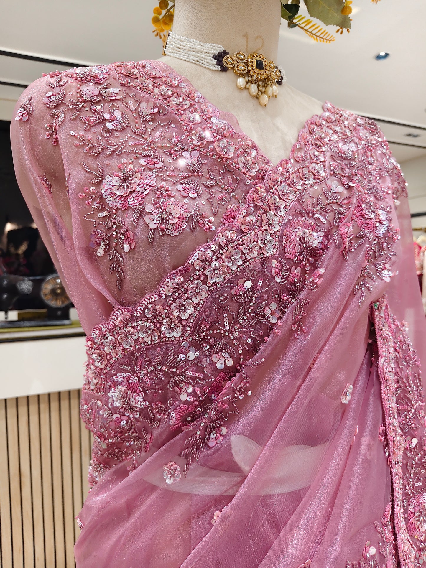 Lavender Glass Tissue Saree
