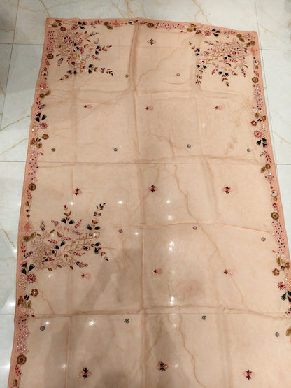 Peach Organza Saree