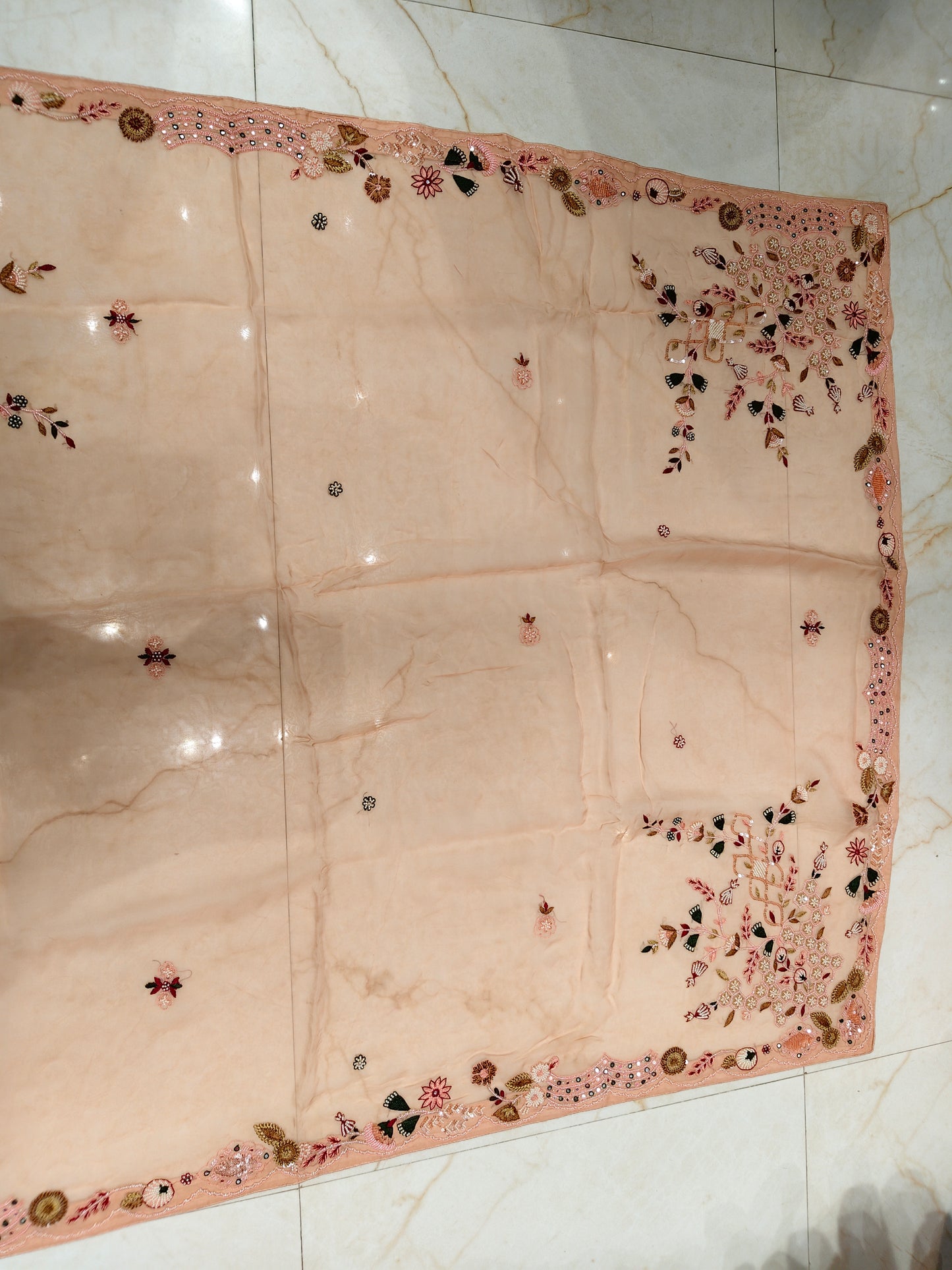 Peach Organza Saree