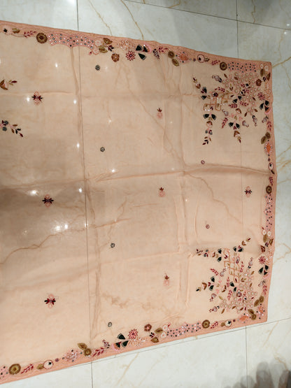 Peach Organza Saree