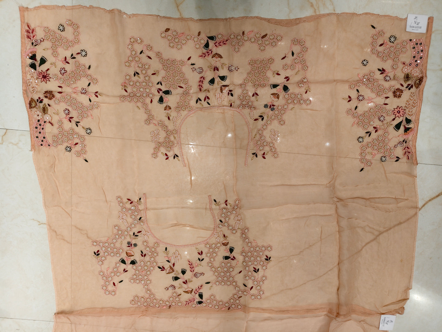 Peach Organza Saree