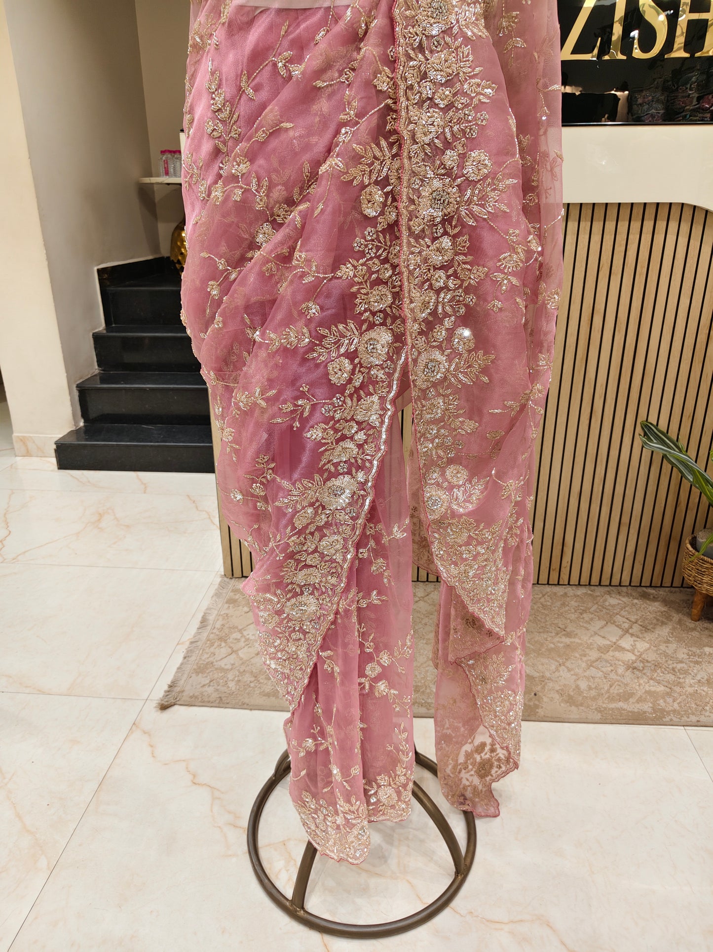 Lavender Glass Tissue Saree