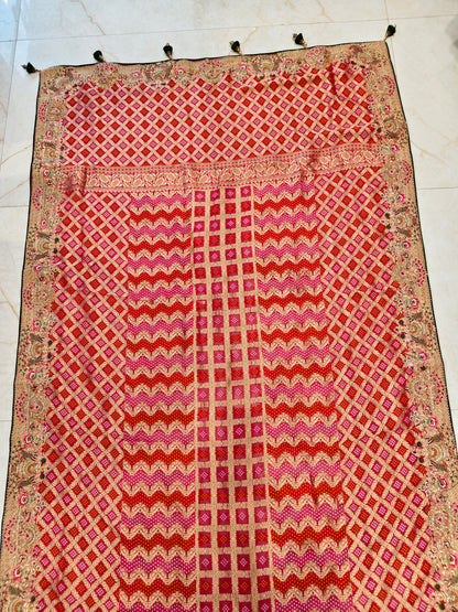 Red Green Georgette Saree