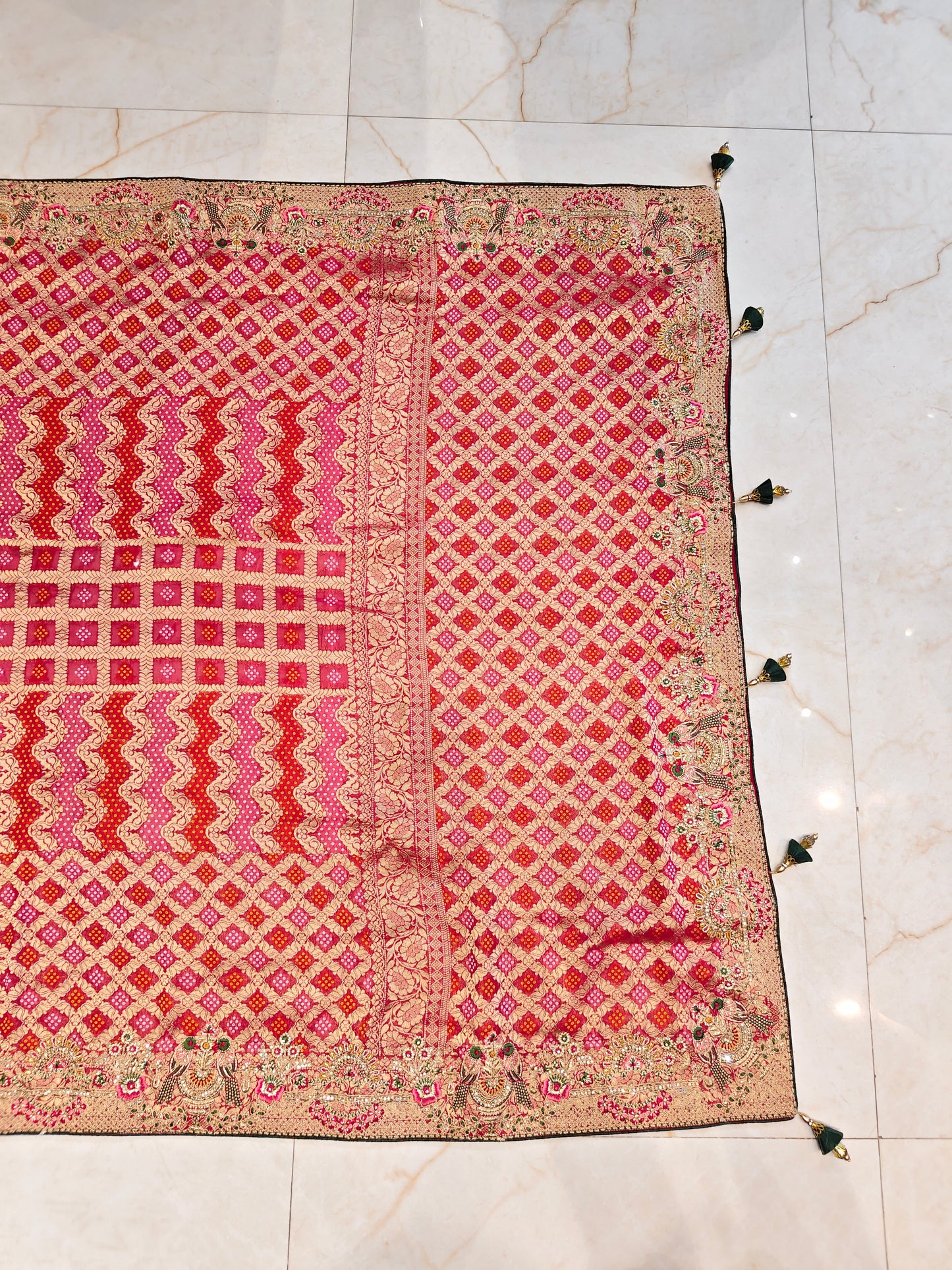Red Green Georgette Saree