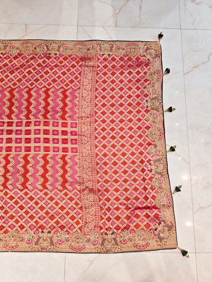 Red Green Georgette Saree
