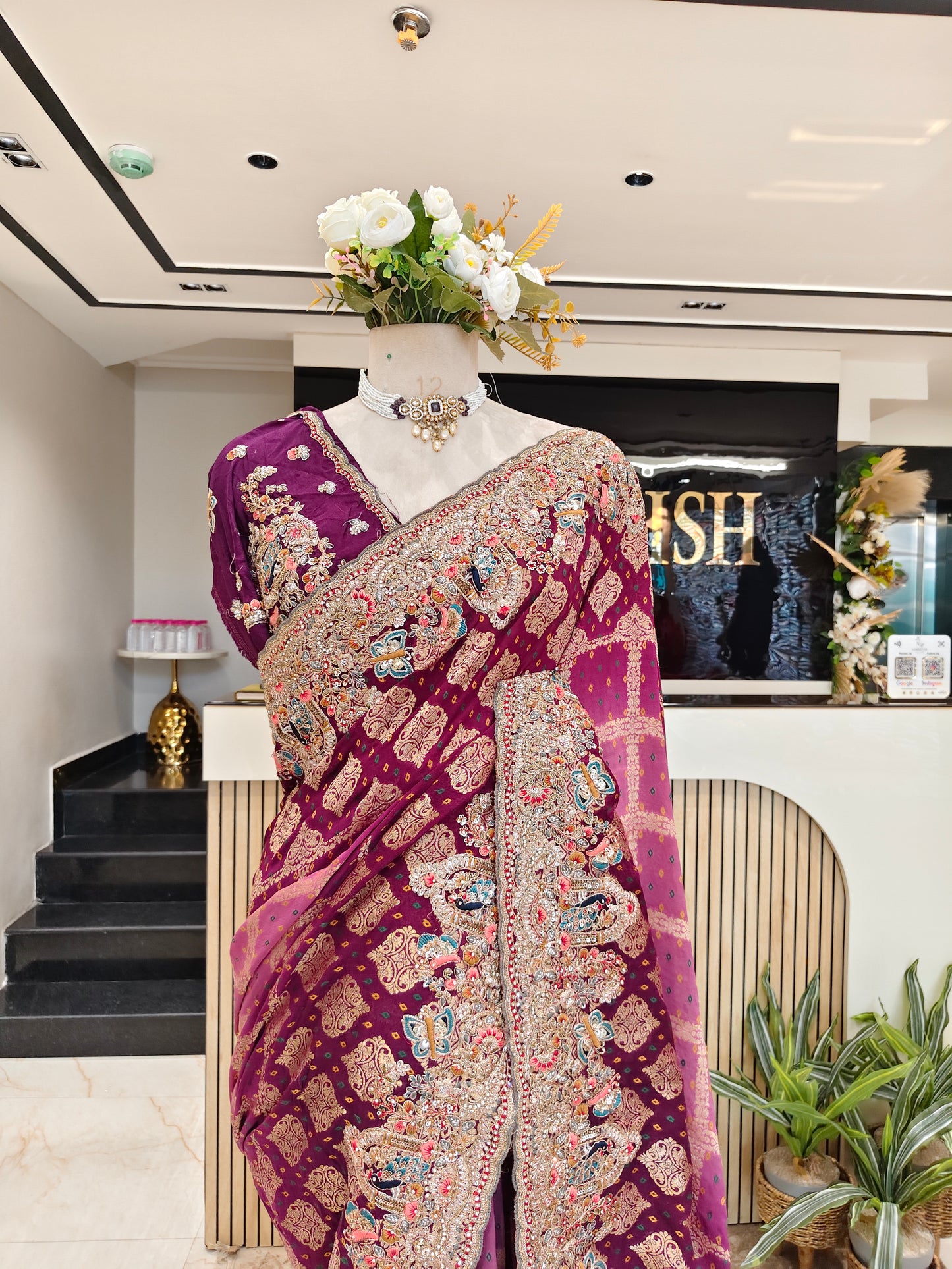 Wine Purple Khaddi Georgette Saree