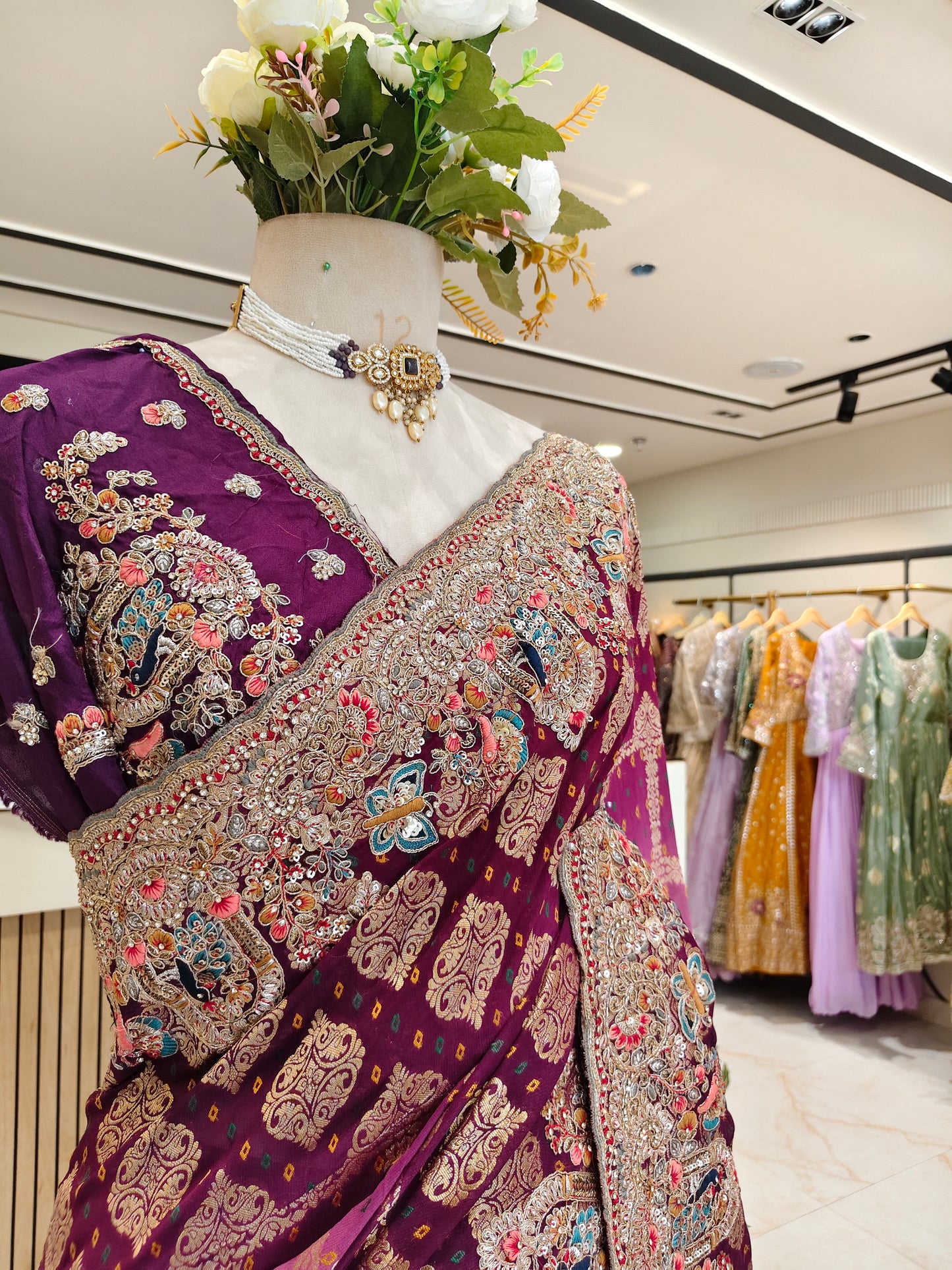 Wine Purple Khaddi Georgette Saree