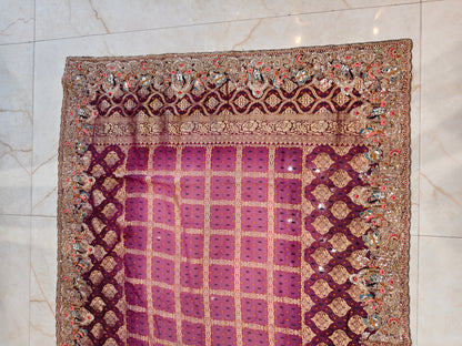 Wine Purple Khaddi Georgette Saree