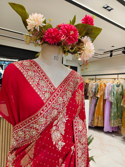 Red Georgette Saree