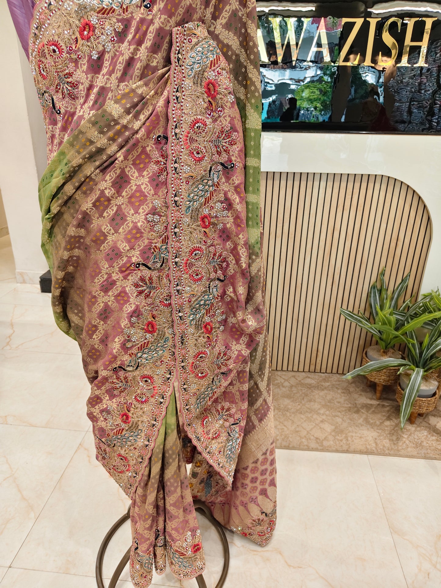 Onion Green Georgette Saree