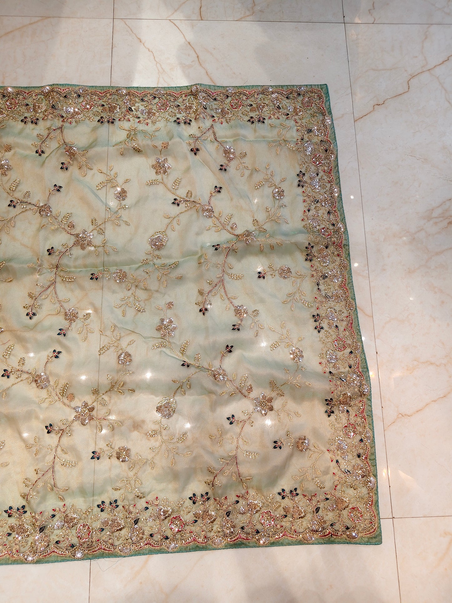 Sea Green Tissue Saree