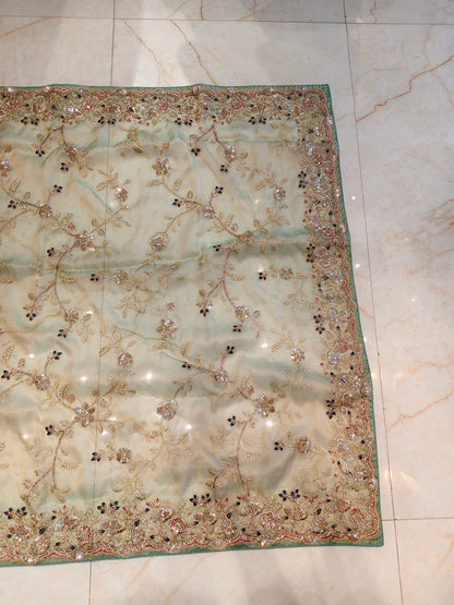 Sea Green Tissue Saree