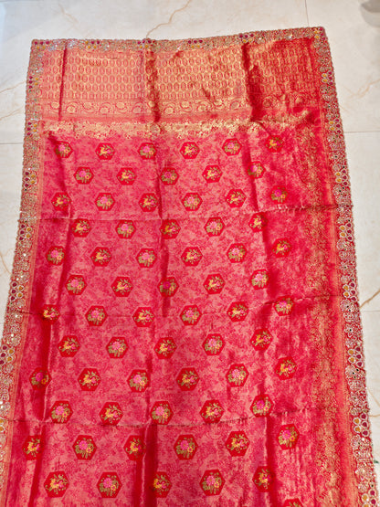 Red Crepe Saree