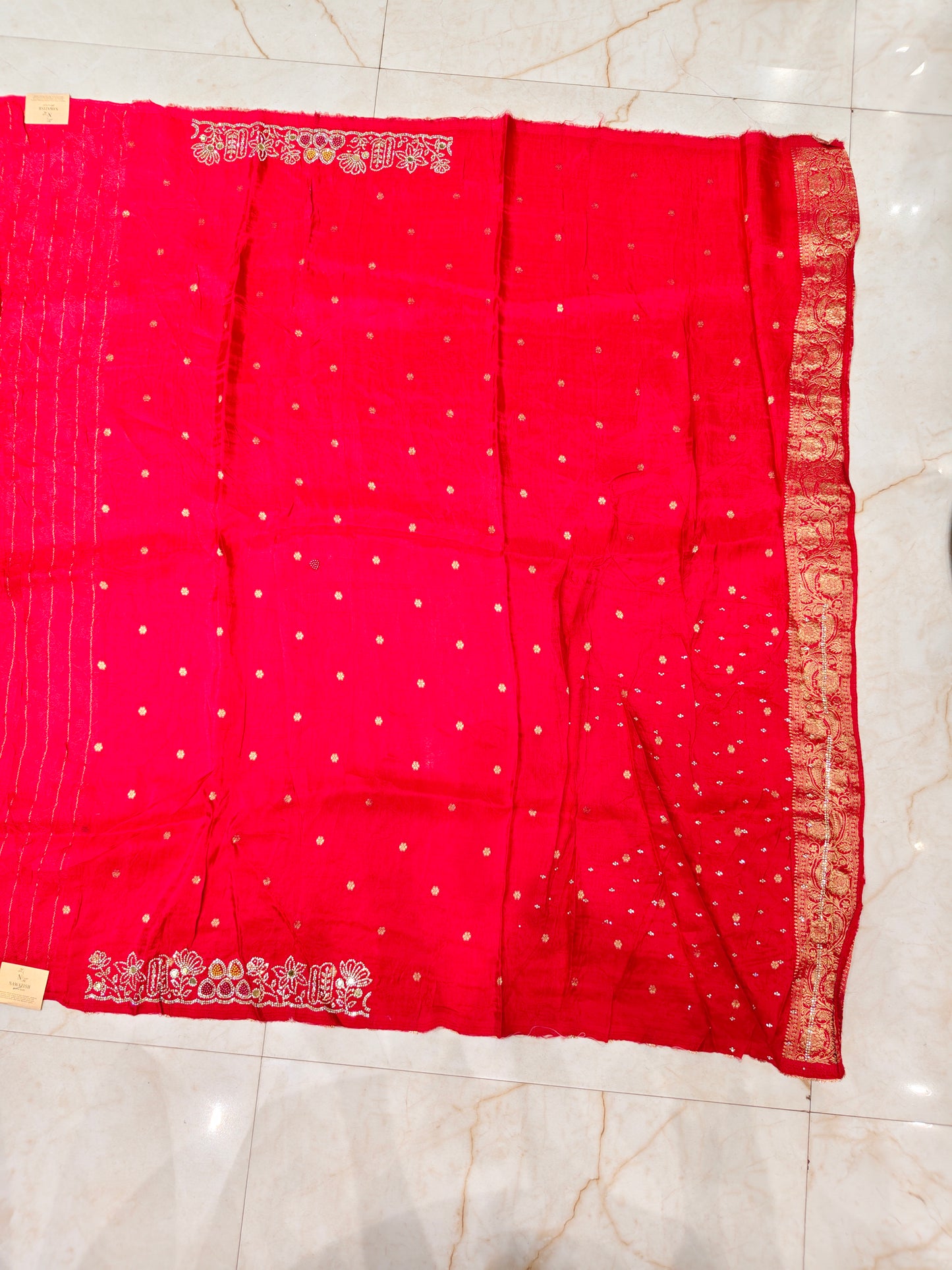 Red Crepe Saree