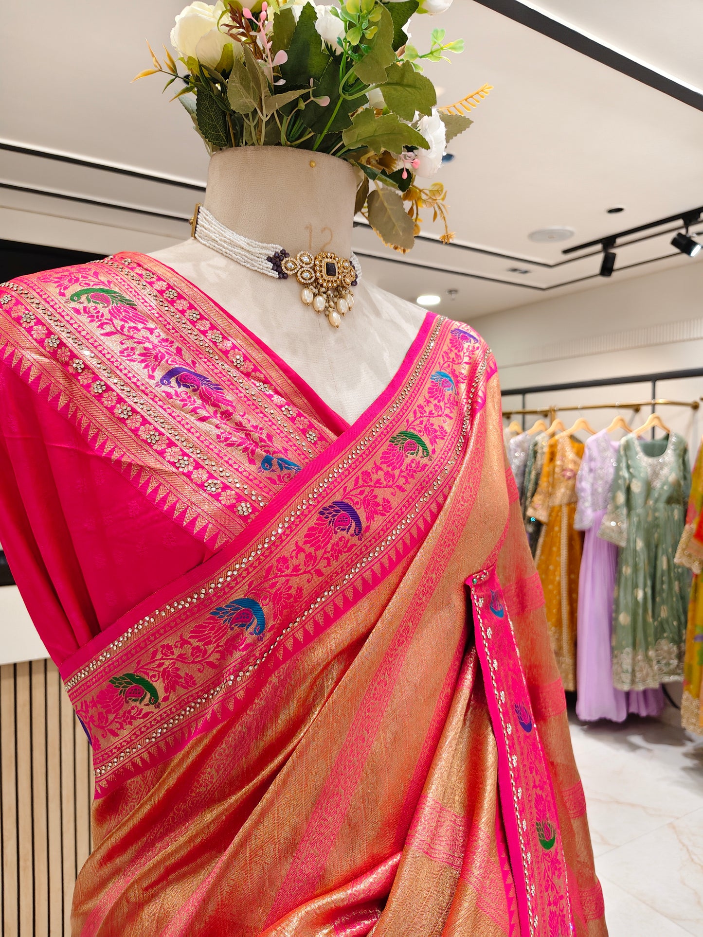 Rani Pink Silk Saree