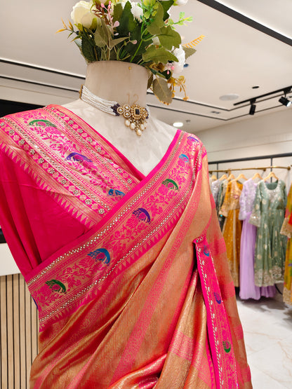 Rani Pink Silk Saree